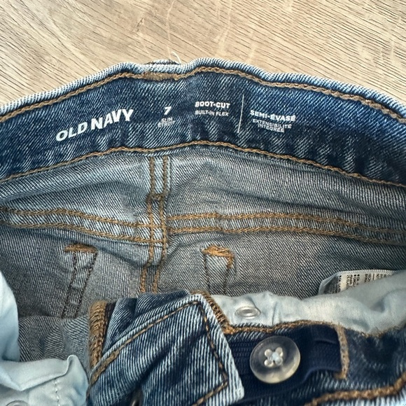 Boys kids Old Navy blue built-in flex boot-cut jeans size 7 slim - Picture 2 of 6